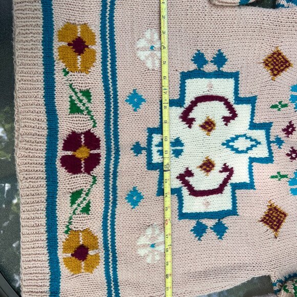 Vintage 90s Hand-Knit Southwestern Sweater – Chunky Cozy Knit - Picture 6 of 7